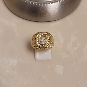 Men's Gold and CZ Statement Ring Size 7
